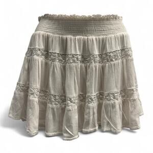 white tiered ruffle skirt